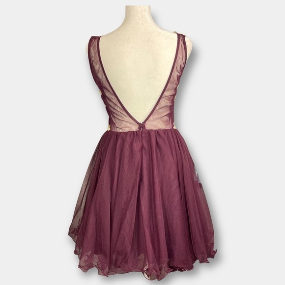 NWT Blondie Nites Mini Formal Party Gold Burgundy Maroon Size 5 - Picture 6 of 12